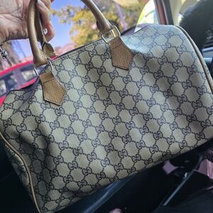 Gucci Brown Beige GG Supreme Canvas Top-Handle Satchel